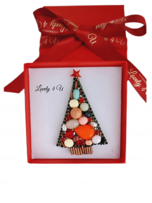 BROSA BRAD , ACCESORII LOVELY 4 U, BIJUTERII LOVELY 4 U, BIJUTERII ACCESORII POM DE CRĂCIUN, BROSE ELEGANTE, CADOU CRACIUN, BIJUTERII CRACIUN, BIJUTERII, BROSE, CADOU DE LUX, ACCESORII DE LUX, IDEI CADOU [3]