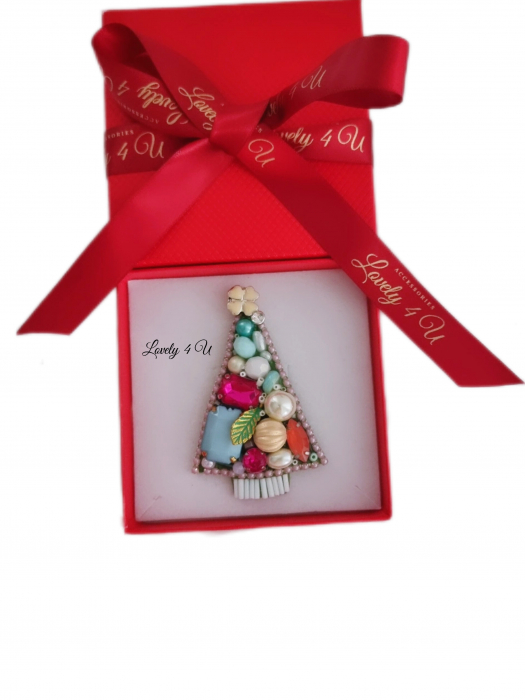 BROSA BRAD , ACCESORII LOVELY 4 U, BIJUTERII LOVELY 4 U, BIJUTERII ACCESORII POM DE CRĂCIUN, BROSE ELEGANTE, CADOU CRACIUN, BIJUTERII CRACIUN, BIJUTERII, BROSE, CADOU DE LUX, ACCESORII DE LUX, IDEI CADOU [2]