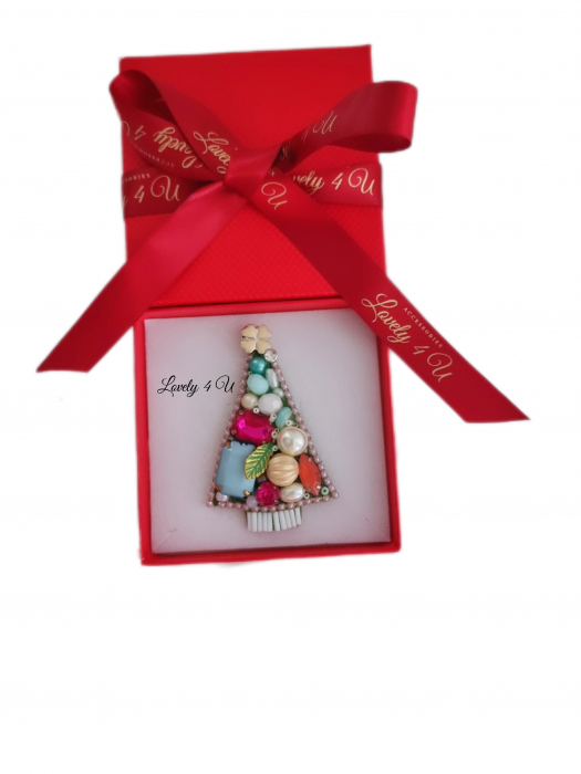 BROSA BRAD , ACCESORII LOVELY 4 U, BIJUTERII LOVELY 4 U, BIJUTERII ACCESORII POM DE CRĂCIUN, BROSE ELEGANTE, CADOU CRACIUN, BIJUTERII CRACIUN, BIJUTERII, BROSE, CADOU DE LUX, ACCESORII DE LUX, IDEI CADOU [3]