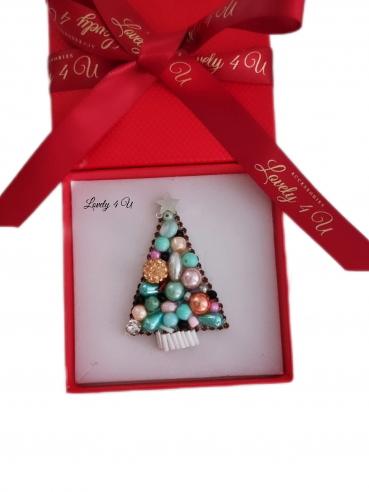 BROSA BRAD , ACCESORII LOVELY 4 U, BIJUTERII LOVELY 4 U, BIJUTERII ACCESORII POM DE CRĂCIUN, BROSE ELEGANTE, CADOU CRACIUN, BIJUTERII CRACIUN, BIJUTERII, BROSE, CADOU DE LUX, ACCESORII DE LUX, IDEI CADOU [3]