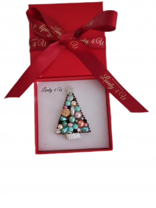 BROSA BRAD , ACCESORII LOVELY 4 U, BIJUTERII LOVELY 4 U, BIJUTERII ACCESORII POM DE CRĂCIUN, BROSE ELEGANTE, CADOU CRACIUN, BIJUTERII CRACIUN, BIJUTERII, BROSE, CADOU DE LUX, ACCESORII DE LUX, IDEI CADOU [5]