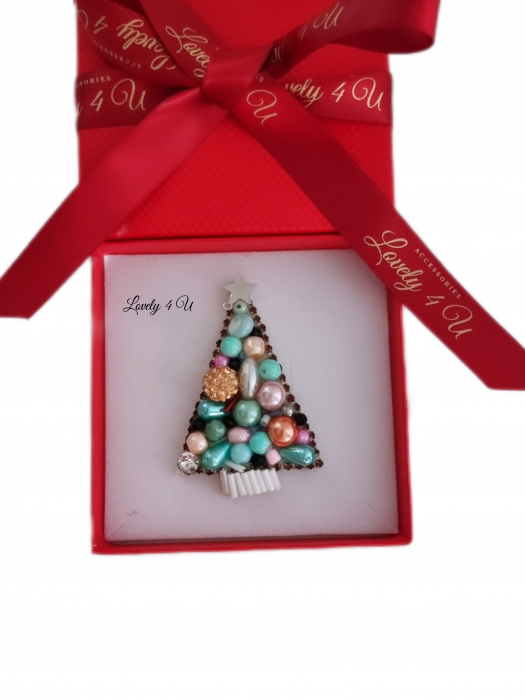 BROSA BRAD , ACCESORII LOVELY 4 U, BIJUTERII LOVELY 4 U, BIJUTERII ACCESORII POM DE CRĂCIUN, BROSE ELEGANTE, CADOU CRACIUN, BIJUTERII CRACIUN, BIJUTERII, BROSE, CADOU DE LUX, ACCESORII DE LUX, IDEI CADOU [2]