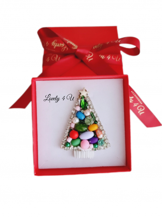 BROSA BRAD , ACCESORII LOVELY 4 U, BIJUTERII LOVELY 4 U, BIJUTERII ACCESORII POM DE CRĂCIUN, BROSE ELEGANTE, CADOU CRACIUN, BIJUTERII CRACIUN, BIJUTERII, BROSE, CADOU DE LUX, ACCESORII DE LUX, IDEI CADOU [3]