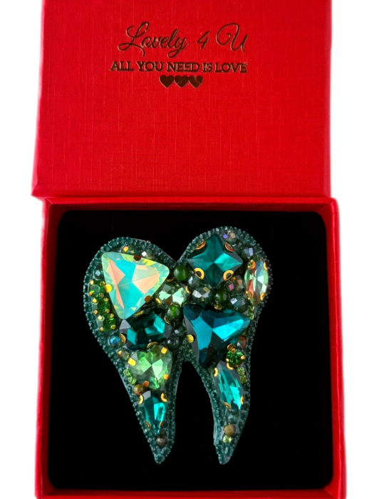 Broșă handmade Dinte – Bijuterie unicat Lovely 4 U cu pietre semiprețioase Jad și Unakit, realizată manual în România [5]