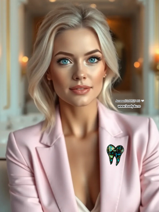 Broșă handmade Dinte – Bijuterie unicat Lovely 4 U cu pietre semiprețioase Jad și Unakit, realizată manual în România [2]