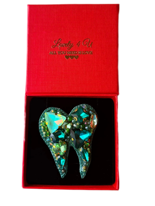 Broșă handmade Dinte – Bijuterie unicat Lovely 4 U cu pietre semiprețioase Jad și Unakit, realizată manual în România [3]