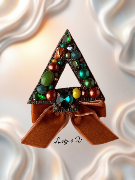 Broșă elegantă handmade Brad de Crăciun cu pietre semiprețioase Jad și Unakit, cristale și perle – model unicat, cadou cu semnificație | Lovely 4 U [5]