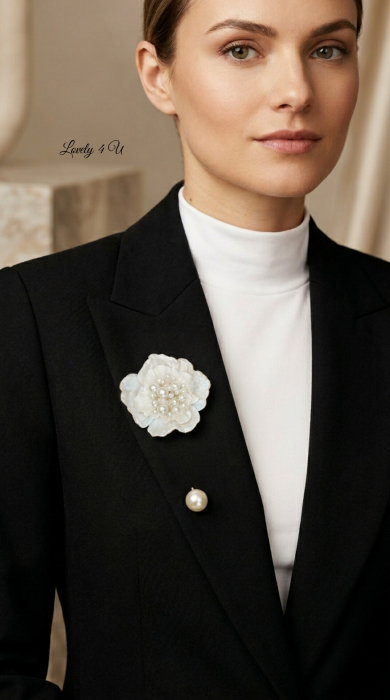 Brosa floare alba handmade cu mesaj YOU ARE BEAUTIFUL [6]