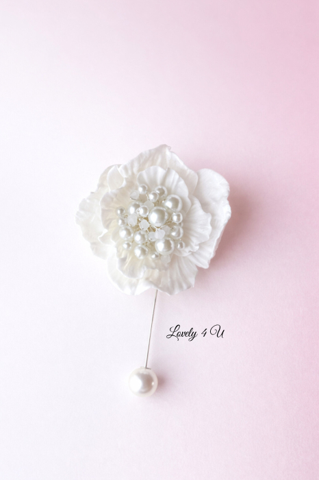 Brosa floare alba handmade cu mesaj YOU ARE BEAUTIFUL [3]