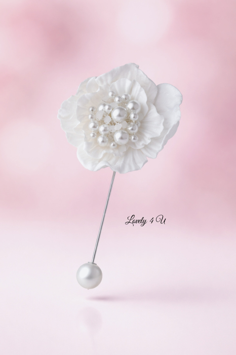 Brosa floare alba handmade cu mesaj YOU ARE BEAUTIFUL [5]