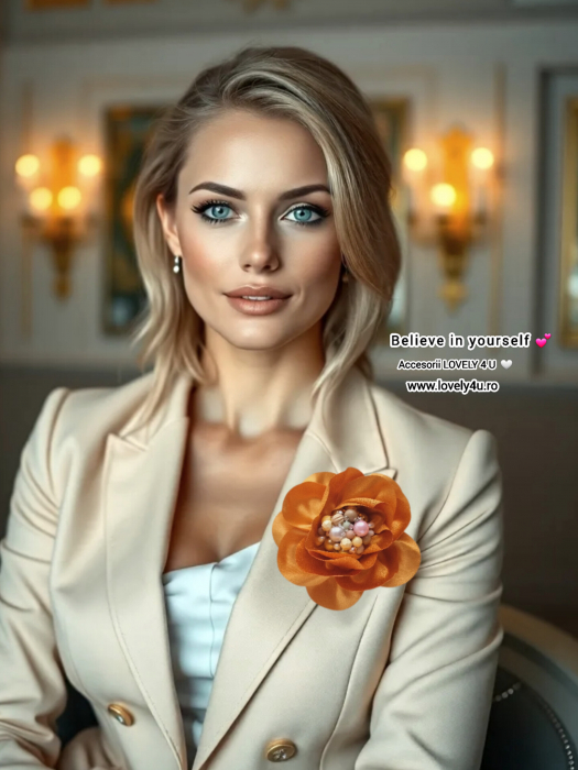 Accesorii LOVELY 4 U, Brosa floare galben textila, Brosa crem floare handmade, Brosa floare neagra, Floare textila mare, ,accesorii camasa, accesorii dama, accesorii elegante, accesorii fashion, accesorii perle, accesoriu de pus la gat, accesoriu elegant, accesoriu fashion. [7]