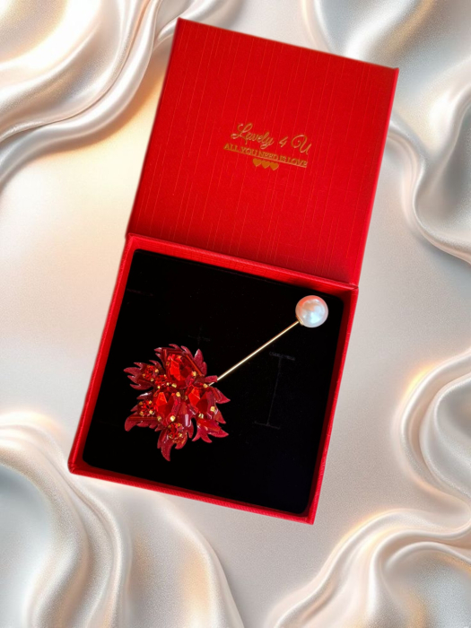 Broșă frunză handmade cu pietre și coral, sistem închidere cu perla, bijuterie unicat cu mesaj pe verso : YOU ARE BEAUTIFUL, Believe in yourself [3]