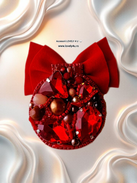 Broșă glob de crăciun - broșă model unicat handmade cu cristale , perle, pietre:coral, unakit, pietre, cameol și mesaj de încurajare, idei cadou [1]