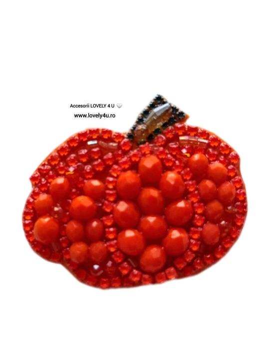 Broșă handmade dovleac cu cristale portocalii – Bijuterie unicat cu mesaj motivațional | Lovely 4 U [1]