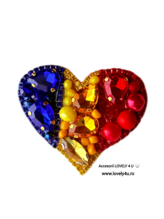 Broșă inimă tricoloră - Idei cadou 1 Decembrie, accesoriu tricolor, insigna steagul romaniei, bijuterii steagul romaniei, set accesorii tricolore steagul romaniei, cercei ,  Set broșă și colier - bijuterii tricolor steagul romaniei, ziua nationala a romaniei, 1 decembrie, cadou 1 decembrie, cadou pentru doamne 1 decembrie, idei cadouri ziua nationala a romananiei, accesorii lovely 4 u, 1 decembrie accesorii [5]