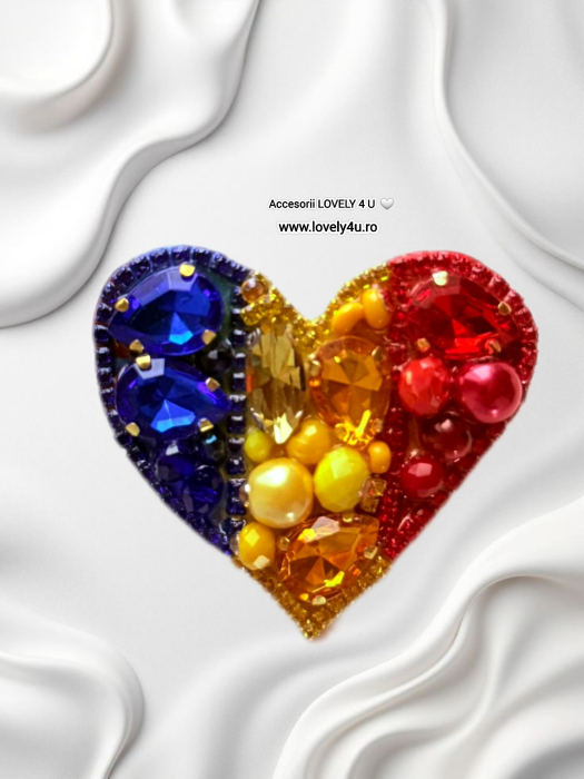 Broșă inimă tricoloră - Idei cadou 1 Decembrie, accesoriu tricolor, insigna steagul romaniei, bijuterii steagul romaniei, set accesorii tricolore steagul romaniei, cercei ,  Set broșă și colier - bijuterii tricolor steagul romaniei, ziua nationala a romaniei, 1 decembrie, cadou 1 decembrie, cadou pentru doamne 1 decembrie, idei cadouri ziua nationala a romananiei, accesorii lovely 4 u, 1 decembrie accesorii [1]