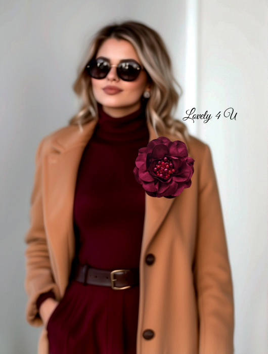 Accesorii LOVELY 4 U, Brosa floare textila, Brosa crem floare handmade, Brosa floare neagra, Floare textila mare, ,accesorii camasa, accesorii dama, accesorii elegante, accesorii fashion, accesorii perle, accesoriu de pus la gat, accesoriu elegant, accesoriu fashion. [12]