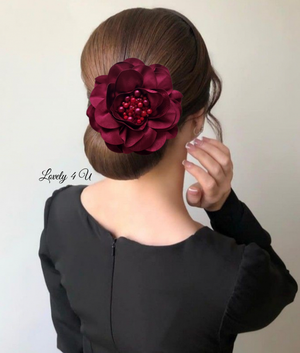 Accesorii LOVELY 4 U, Brosa floare textila, Brosa crem floare handmade, Brosa floare neagra, Floare textila mare, ,accesorii camasa, accesorii dama, accesorii elegante, accesorii fashion, accesorii perle, accesoriu de pus la gat, accesoriu elegant, accesoriu fashion. [2]