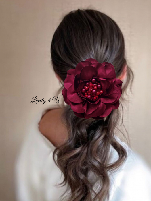 Accesorii LOVELY 4 U, Brosa floare textila, Brosa crem floare handmade, Brosa floare neagra, Floare textila mare, ,accesorii camasa, accesorii dama, accesorii elegante, accesorii fashion, accesorii perle, accesoriu de pus la gat, accesoriu elegant, accesoriu fashion. [5]