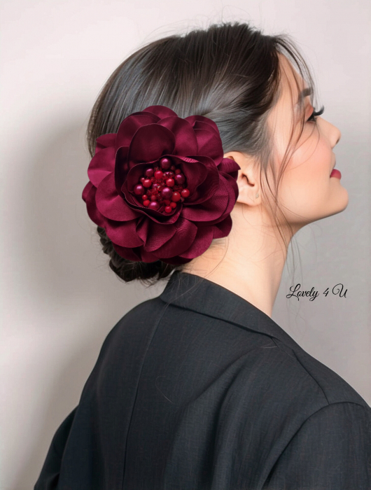 Accesorii LOVELY 4 U, Brosa floare textila, Brosa crem floare handmade, Brosa floare neagra, Floare textila mare, ,accesorii camasa, accesorii dama, accesorii elegante, accesorii fashion, accesorii perle, accesoriu de pus la gat, accesoriu elegant, accesoriu fashion. [4]