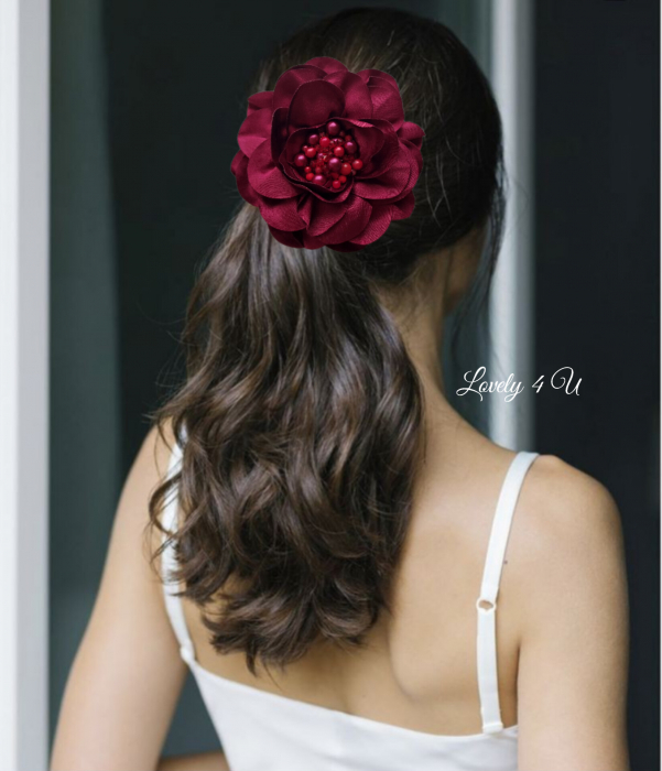 Accesorii LOVELY 4 U, Brosa floare textila, Brosa crem floare handmade, Brosa floare neagra, Floare textila mare, ,accesorii camasa, accesorii dama, accesorii elegante, accesorii fashion, accesorii perle, accesoriu de pus la gat, accesoriu elegant, accesoriu fashion. [6]
