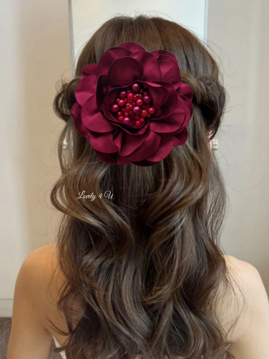 Accesorii LOVELY 4 U, Brosa floare textila, Brosa crem floare handmade, Brosa floare neagra, Floare textila mare, ,accesorii camasa, accesorii dama, accesorii elegante, accesorii fashion, accesorii perle, accesoriu de pus la gat, accesoriu elegant, accesoriu fashion. [3]