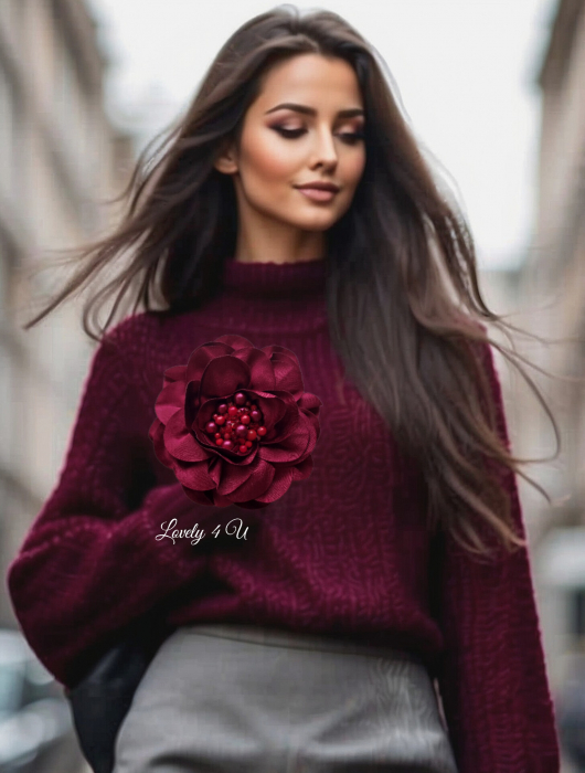 Accesorii LOVELY 4 U, Brosa floare textila, Brosa crem floare handmade, Brosa floare neagra, Floare textila mare, ,accesorii camasa, accesorii dama, accesorii elegante, accesorii fashion, accesorii perle, accesoriu de pus la gat, accesoriu elegant, accesoriu fashion. [10]