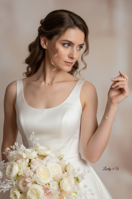 CALM GRACE – set bijuterii mireasă cu perle Swarovski plutitoare, colier invizibil, cercei și brățară handmade LOVELY 4 U [4]