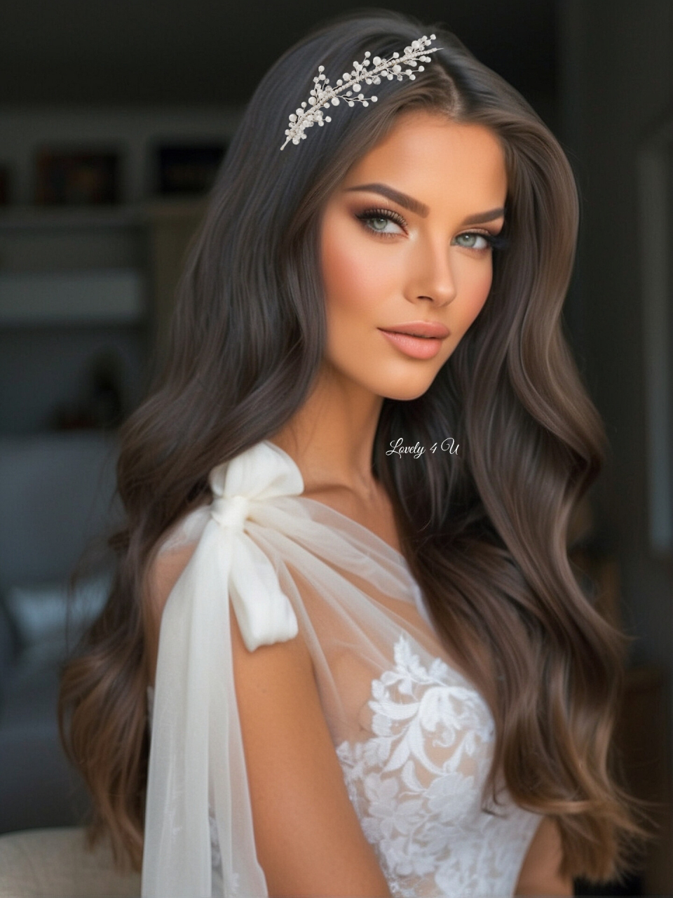 Accesorii LOVELY 4 U, Coronita mireasa, coroniță asimetrica, Diadema mireasa, Diadema par cu perle, Tiara mireasa, Bijuterii nuntă mireasă, [4]