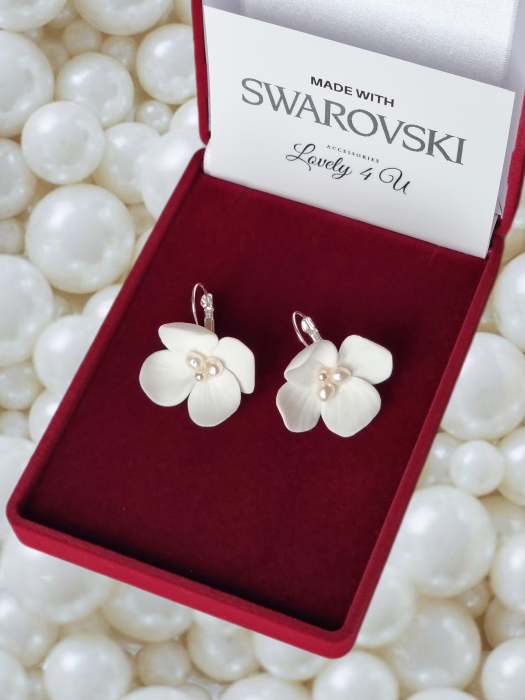 VANIA - cercei cu flori și cristale Swarovski, cercei argint, cercei swarovki cu flori, cercei mireasa cu flori si cristale swarovski, cercei realizati manual in Romania [9]