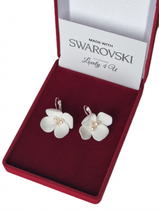 VANIA - cercei cu flori și cristale Swarovski, cercei argint, cercei swarovki cu flori, cercei mireasa cu flori si cristale swarovski, cercei realizati manual in Romania [10]