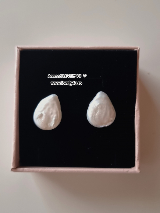 Cercei mari cu perle baroc, alb, natural de apă dulce, pentru femei, perle de cultură la modă, cercei cu picătură de culoare argintie, bijuterii de nuntă [2]