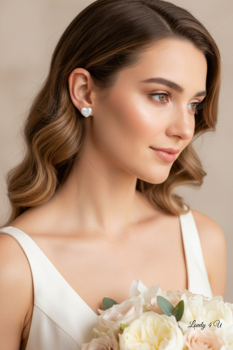 Cercei cu perle naturale Baroc de apă dulce formă inima, cercei mireasa inima, cercei din argint placat cu aur gold, cercei cu perle naturale de cultură raw BAROQUE,Cercei mari cu perle baroc, alb, natural de apă dulce, pentru femei, perle de cultură la modă, cercei cu picătură de culoare argintie, bijuterii de nuntă [2]