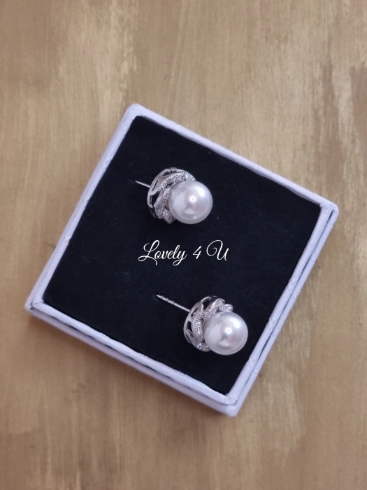 CERCEI CRISTALE ZIRCONIU ALB, cercei mici mireasa, cerccei argint, cercei aur alb, cercei rotunzi 6mm, cercei mireasa cu pietricele, set bijuterii mireasa, accesorii lovely 4u , bijuterii argint mireasa [8]