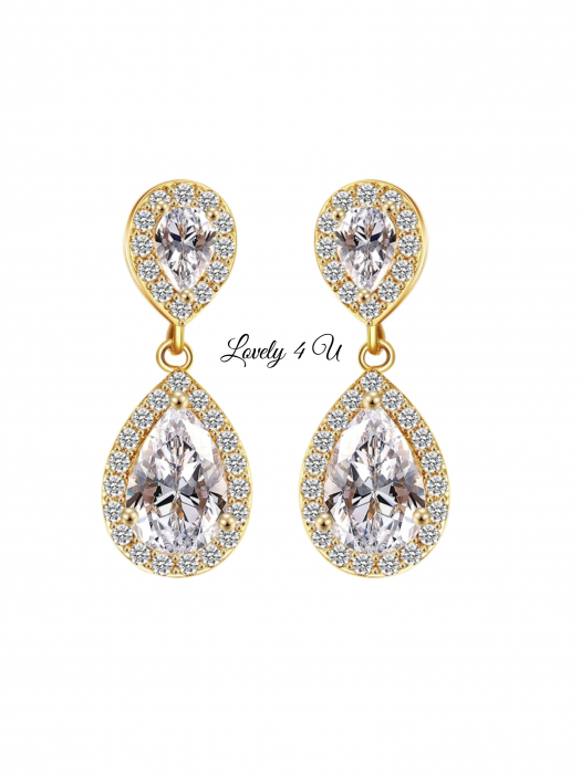 cercei  gold, cercei eleganti cu pietre, cercei rodium, cercei aurii, cercei picatura, cercei nunta, Cercei mireasa, Bijuterii mireasa, CERCEI LOVELY 4 U, CERCEI ELEGANTI, CERCEI PREMIUM, CERCEI , CERCEI DE LUX, colier si cercei mireasa, Cercei mireasa, cercei perle picatura, cercei lungi mireasa [5]