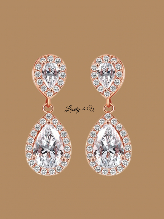 cercei rose gold, cercei eleganti cu pietre, cercei rodium, cercei picatura, cercei nunta, Cercei mireasa, Bijuterii mireasa, CERCEI LOVELY 4 U, CERCEI ELEGANTI, CERCEI PREMIUM, CERCEI , CERCEI DE LUX, colier si cercei mireasa, Cercei mireasa, cercei perle picatura, cercei lungi mireasa [3]