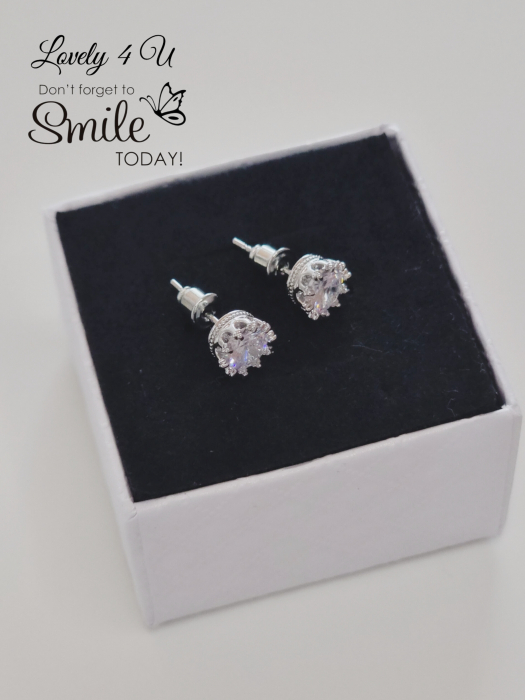 CERCEI CRISTALE ZIRCONIU ALB, cercei mici mireasa, cerccei argint, cercei aur alb, cercei rotunzi 6mm, cercei mireasa cu pietricele, set bijuterii mireasa, accesorii lovely 4u , bijuterii argint mireasa [2]
