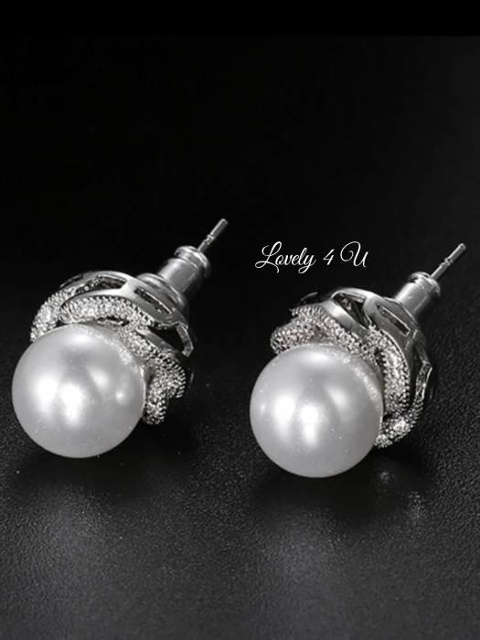 CERCEI CRISTALE ZIRCONIU ALB, cercei mici mireasa, cerccei argint, cercei aur alb, cercei rotunzi 6mm, cercei mireasa cu pietricele, set bijuterii mireasa, accesorii lovely 4u , bijuterii argint mireasa [2]
