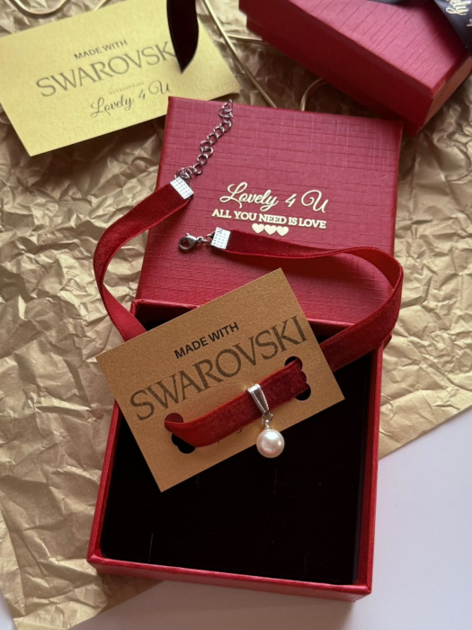 Choker cu catifea și perlă Swarovski [6]