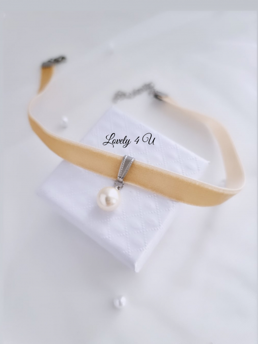 Choker cu catifea și perlă Swarovski [4]