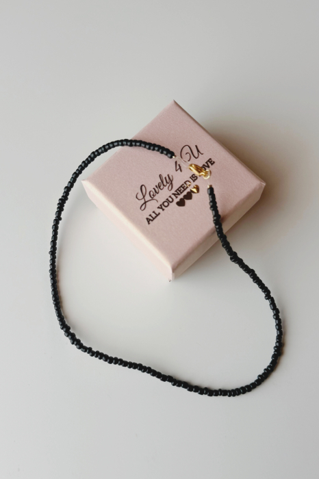 Choker cu mărgele negre NERA – colier handmade minimalist [5]