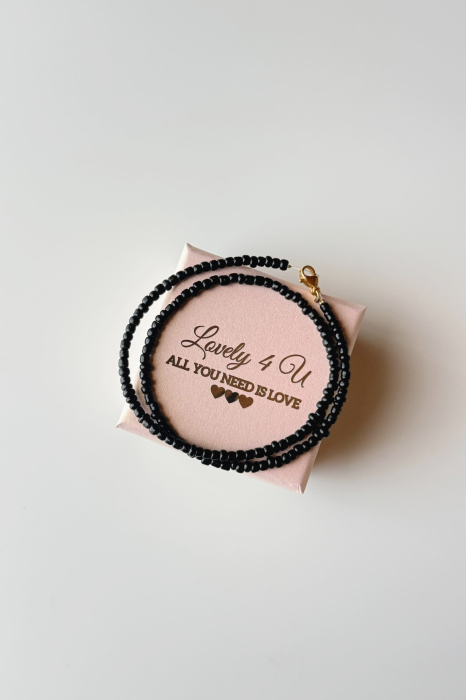 Choker cu mărgele negre NERA – colier handmade minimalist [6]