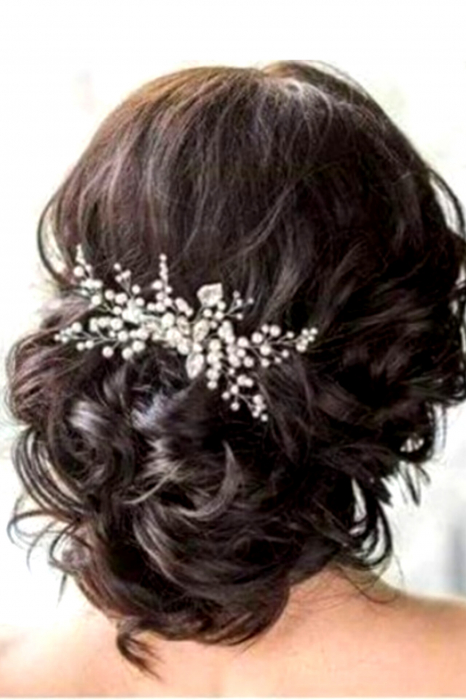 CHRISTINE -Accesoriu argintiu de par mireasa cu cristale si perle, Pieptan mireasa cu perle [4]