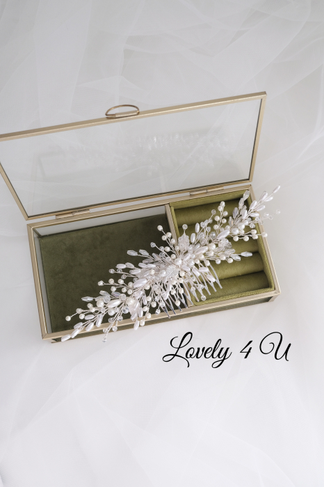 Chyntya - Accesoriu elegant cu perle, pietricele, cristale și frunzulițe [11]