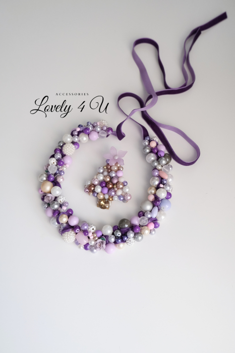 COLIER MOV, COLIER LILA, COLIER CU PERLE MOV, COLIER GROS CU PERLE, COLIER MULTICOLOR, COLIER CU PERLE MARI [3]