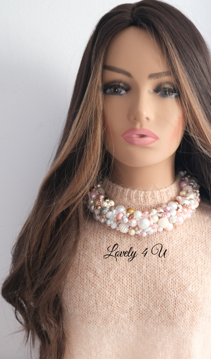 Colier cu perle, ELSA , Colier handmade cu perle mari si mici, Colier model unicat, Idei cadou Colier mare supradimensionat, colier argint, Colier perle albe, roz, culori crem, cappuccino, maro, COLIER CU PERLE, COLIER LAT CU PERLE, ACCESORII LOVELY 4 U, COLIER MARO, COLIER ROZ, COLIER LILA, CADOU CRACIUN, CADOU SPECIAL, BIJUTERII DE CRACIUN, ACCESORII ELEGANTE, COLIER CRACIUN, COLIER, PERLE [9]