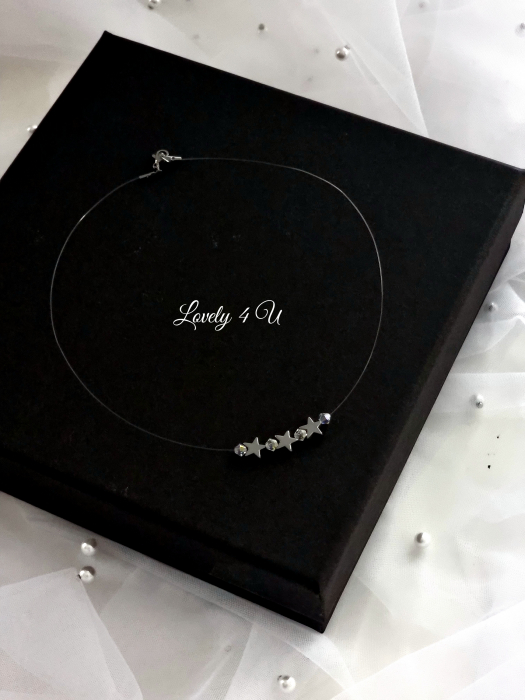 Colier festiv cu cristale Swarovski - Colier invizibil la bază gatului 01 [5]