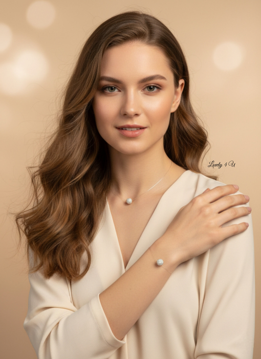 Colier transparent la baza gâtului , colier cu fir transparent / invizibil cu perla SHAMBALLA alba cu pietricele de 10mm, realizat manual in Romania [5]