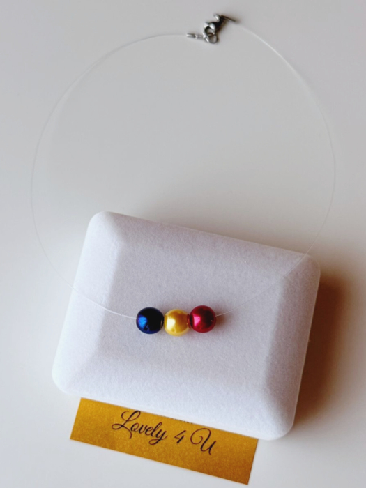 Colier tricolor cu perle handmade – bijuterie elegantă la baza gâtului cu fir invizibil, simbol al feminității și rafinamentului LOVELY 4 U [2]