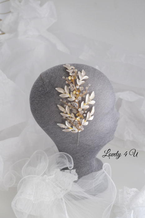 Coronita Swarovski, Coronita mireasa, Tiara mireasa, Diadema mireasa, Accesorii de par mireasa, Accesorii de par pentru mirese, Bijuterii mireasa, Accesori Lovely 4 U, coafuri mireasa 2024, Mireasa2024, Coronita asimetrica, coronita cu frunze, Coronita swarovski [9]